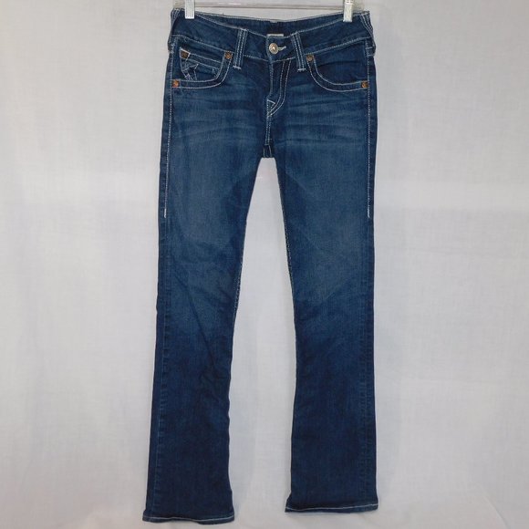 True Religion Womens 28 x 32 Hi-Rise Bootcut Dark Blue Jeans - Picture 1 of 11